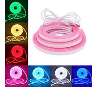 Wisada 3M LED Neon Rope Light with On/Off, Pink Light Waterproof Flexible LED Strip Light, DIY Design, Suitable for Bedroom, Living Room, Game Room, Kitchen, Indoor, Party Decoration