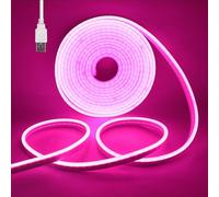 Wisada 4M LED Neon Rope Light with On/Off, Pink Light Waterproof Flexible LED Strip Light, DIY Design, Suitable for Bedroom, Living Room, Game Room, Kitchen, Indoor, Party Decoration