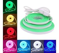 Wisada 5M LED Neon Rope Light with On/Off, Green Light Waterproof Flexible LED Strip Light, DIY Design, Suitable for Bedroom, Living Room, Games Room, Kitchen, Indoor, Party Decoration
