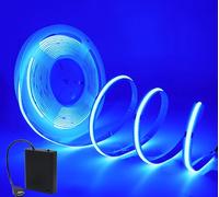 Wisada 5V COB LED Light Strip USB Powered [5m, Blue], 320 LEDs/m Flexible Indoor FCOB LED Fairy Light CRI90+, with USB 4AA Battery Box, Home Decoration - Batteries not Included