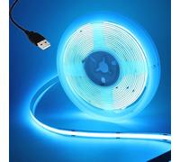Wisada 5V USB COB LED Strip 3M/9.84ft, 8mm Width Led Strip Lights Ice Blue LED Tape Lights CRI90+ Uniform Dotless for Bedroom Cabinet Kitchen Decoration (No Power Supply)