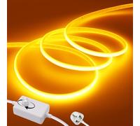 Wisada Dimmable Flexible COB LED Strip CRI90+[3M,Yellow], 288 LEDs/m Cuttable FCOB LED Neon Strip Rope Light, AC220-240V, DIY Design, IP65 Waterproof Home & Shop Decorative Lighting Fairy Lights