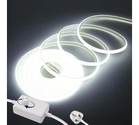 Wisada Dimmable Flexible COB LED Strip CRI90+[6M,White 6000K],288 LEDs/m Cuttable FCOB LED Neon Strip Rope Light,AC220-240V,DIY Design,IP65 Waterproof Home & Shop Decoration Fairy Lights