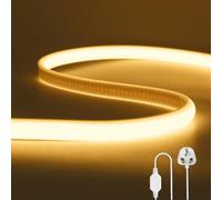 Wisada Flexible COB LED Strip Light [1M, Warm White 3000K],288 LEDs/m Cuttable FCOB LED Neon String Light,AC220-240V,DIY Design,IP65 Waterproof Fairy Lights for Home and Shop Decorative Lighting