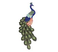 Wisafory 2 Peacock Feather Embroidery Patches - Green, Medium+B, Iron-On, Peacock Sequins & Gold Thread Embroidered, Sewing Patch