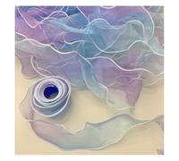 Wisafory 6 cm x 10 yards Iridescent Organza Ribbon Colour Gradient Lace Ribbon Polyester Ribbons Chiffon Ribbon Fabric Ribbon for Clothing Scrapbooking Gift Wrapping Colour Gradient Blue