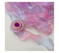 Wisafory 6 cm x 10 yards Iridescent Organza Ribbon Colour Gradient Lace Ribbon Polyester Ribbons Chiffon Ribbon Fabric Ribbon for Clothing Scrapbooking Gift Wrapping Gradient Purple 1#