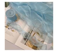 Wisafory 6 cm x 10 yards Iridescent Organza Ribbon Colour Gradient Lace Ribbon Polyester Ribbons Chiffon Ribbon Fabric Ribbon for Clothing Scrapbooking Gift Wrapping Sky Blue