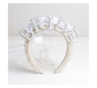 Wisafory Bridal Hair Bands Beads Headband Bride to be Hair Accessories Bride Headpiece with "Bride" Printed Bridal Decorations for Weddings, Girlfriend Party, Stag Night 9#
