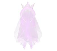 Wisafory Children's Veil Girls Headband Cute Princess Crown Hair Band Sequins Headband with Teeth Short Bridal Veil Hair Accessories for Wedding Studio Costume Party Photo Purple