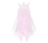 Wisafory Children's Veil Girls Headband Cute Princess Crown Hair Band Sequins Headband with Teeth Short Bridal Veil Hair Accessories for Wedding Studio Costume Party Photo Pink