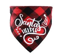 Wisafory Christmas Dog Bandana Pet Neckerchief Scarf Triangle Bib Dog Scarf Checked Headscarves Red Green for Dogs and Cats Christmas Pet Costume Decoration Gift Outfit Red 4 L