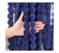 Wisafory Faux Fur Pompom Tassel Trim 3 cm Sewing Lace Ribbon Mini Faux Fur Pompom Fluffy Fur Pompoms for Home Curtain Cushion Clothing DIY Decoration Dark Blue 3 Metres
