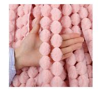 Wisafory Faux Fur Pompom Tassel Trim 3 cm Sewing Lace Ribbon Mini Faux Fur Pompom Fluffy Fur Pompoms for Home Curtain Cushion Clothing DIY Decoration Pink 3 Metres