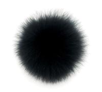 Wisafory Fox Fur Pompom Ball Fur Bobble Balls Bobble Fluffy Pom Pon Fox Plush Balls Fur Pompom for Crafts Pompoms Accessories for Hats Beanies and Bag Black