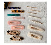 Wisafory Hair Clips with Pearls Acrylic Resin Hair Pins Vintage Beads Hair Clips Fashion Hair Accessories Glitter Crystal Hair Accessories Decorative Clip for Women Girls Gifts Set 4 15 Pieces