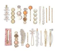 Wisafory Hair Clips with Pearls Acrylic Resin Hair Pins Vintage Beads Hair Clips Fashion Hair Accessories Glitter Crystal Hair Accessories Decorative Clip for Women Girls Gifts Set 12 20 Pieces