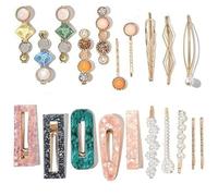 Wisafory Hair Clips with Pearls Acrylic Resin Hair Pins Vintage Beads Hair Clips Fashion Hair Accessories Glitter Crystal Hair Accessories Decorative Clip for Women Girls Gifts Set 14 20 Pieces