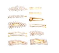 Wisafory Hair Clips with Pearls Acrylic Resin Hair Pins Vintage Beads Hair Clips Fashion Hair Accessories Glitter Crystal Hair Accessories Decorative Clip for Women Girls Gifts Set 6 15 Pieces