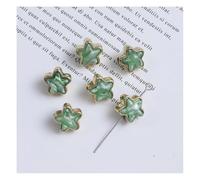 Wisafory Pack of 10 Acrylic Beads Spacer Loose Beads with Metallic Edge Colourful Craft Beads for Jewellery Making, Bracelet, Necklace, Earrings, Crafts, Stars, Gold Edge, Light Green