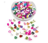Wisafory Pack of 100 Polymer Clay Beads, Colourful Modelling Clay Beads, Loose Spacers, Handmade Spacer Beads for DIY Crafts, Bracelet, Jewellery Making, Animals