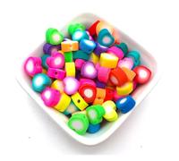 Wisafory Pack of 100 Polymer Clay Beads, Colourful Modelling Clay Beads, Loose Spacers, Handmade Spacer Beads for DIY Crafts, Bracelet, Jewellery Making, Heart, 3#