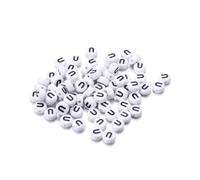 Wisafory Pack of 200 Letter Beads Round Letter Beads for Threading White A-Z Spacer Beads with Hole for Threading DIY Craft Bracelets Necklaces Jewellery Making, Individual Letter U
