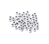 Wisafory Pack of 200 Letter Beads Round Letter Beads for Threading White A-Z Spacer Beads with Hole for Threading DIY Craft Bracelets Necklaces Jewellery Making, Individual Letter W