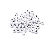 Wisafory Pack of 200 Letter Beads Round Letter Beads for Threading White A-Z Spacer Beads with Hole for Threading DIY Craft Bracelets Necklaces Jewellery Making, Individual Letter A