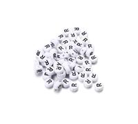 Wisafory Pack of 200 Letter Beads Round Letter Beads for Threading White A-Z Spacer Beads with Hole for Threading DIY Craft Bracelets Necklaces Jewellery Making, Individual Letter R