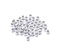 Wisafory Pack of 200 Letter Beads Round Letter Beads for Threading White A-Z Spacer Beads with Hole for Threading DIY Craft Bracelets Necklaces Jewellery Making, Individual Letter D