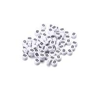 Wisafory Pack of 200 Letter Beads Round Letter Beads for Threading White A-Z Spacer Beads with Hole for Threading DIY Craft Bracelets Necklaces Jewellery Making, Individual Letter B