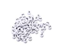 Wisafory Pack of 200 Letter Beads Round Letter Beads for Threading White A-Z Spacer Beads with Hole for Threading DIY Craft Bracelets Necklaces Jewellery Making, Individual Letter E
