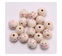 Wisafory Pack of 30 20 mm Wooden Beads with Face Wooden Balls Natural Wooden Heads with Face Angel Heads Craft Beads Round Wooden Beads for DIY Key Chain Crochet Angel Macrame Jewellery 12#