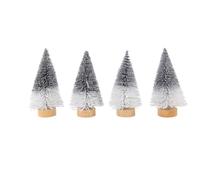 Wisafory Pack of 4 Christmas Tree Mini Christmas Trees Artificial Christmas Tree Miniature Fir with Wooden Base Winter Ornaments Table Decoration for Christmas Party Room Home Winter Decoration 10#