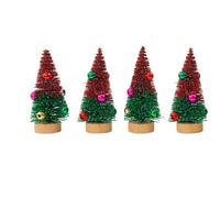 Wisafory Pack of 4 Christmas Tree Mini Christmas Trees Artificial Christmas Tree Miniature Fir with Wooden Base Winter Ornaments Table Decoration for Christmas Party Room Home Winter Decoration 16#