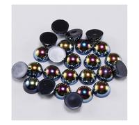 Wisafory Semicircular Beads Flat Back Pearl Half Round Resin Beads Flat Base Beads Shiny Faux Pearls for DIY Crafts Necklaces Bracelets Jewellery Wedding Dresses Black 14 mm x 50 Pieces