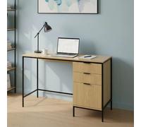 Wisbech 3 Drawer Desk Computer Office Table Workstation Steel Legs Oak