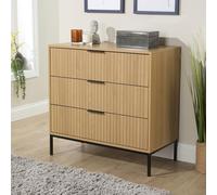 Wisbech Wide Chest of 3 Drawers Wooden Bedroom Clothing Storage Unit Home Source Brown One Size