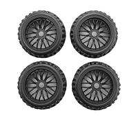 Wisboey 4-Piece 1/8 RC Off-Road Car Tyres with Hexagonal 17 mm Wheels, Black, Plastic, Adult, 4 x 1/8 Tyres
