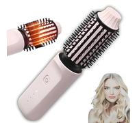 WisBtyCo Cordless Hot Brush & Hair Styler, Portable Travel Heated Curling Brush & Hair Curler, USB Rechargeable Ionic Straightening Brush for Short Hair, Mini 3-in-1 Cordless Hair Brush,Pink