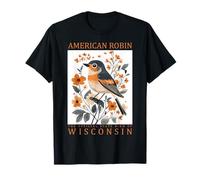 Wisconsin American Robin State Bird Travel Souvenir College T-Shirt
