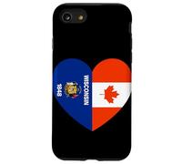Wisconsin and Canada Flags: Heart Shaped Unity Case for iPhone SE (2020) / 7/8