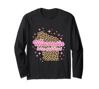 Wisconsin Born and Bred Leopard Print Long Sleeve T-Shirt