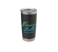 Wisconsin Dells Typographic River Design Stainless Steel Insulated Tumbler