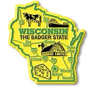 Wisconsin Giant State Magnet by Classic Magnets, 3.2" x 2.5", Collectible Souvenirs and Gifts Made in The USA