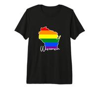 Wisconsin Map USA State Wisconsin Rainbow Flag Pride Month Premium T-Shirt