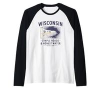 Wisconsin Simple Roads Honest Water Since 1848 Raglan Baseball Tee