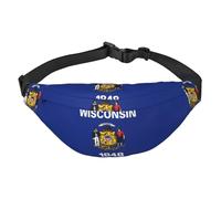 Wisconsin State Flag Boys large waist bag, travel crossbody waist bag, suitable for enjoying sports, running, cycling, travel, fishing
