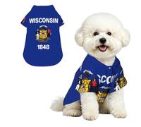 Wisconsin State Flag Breathable Hawaiian Dog Shirt Summer Button Up Top for Small Medium Dogs XL